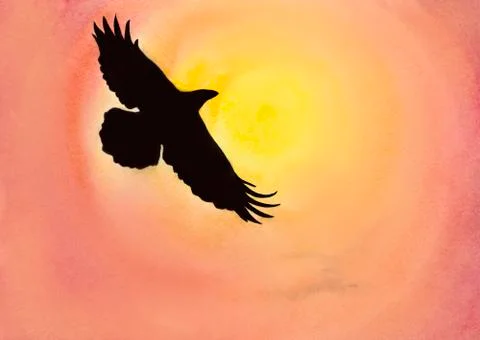 Crows in the sky Stock Illustration