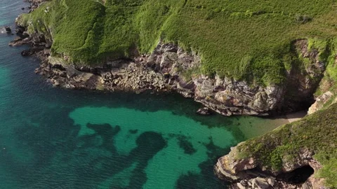 Crozon peninsula Cape of the Goat Cap de la Chèvre in Brittany, France aerial Stock Footage 337975539