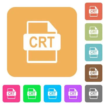 CRT file format rounded square flat icons Stock Illustration
