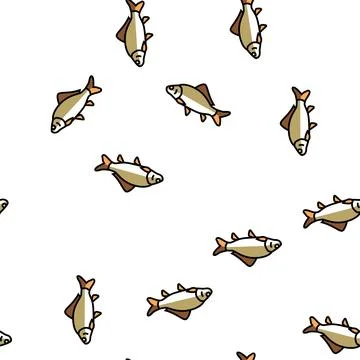 Crucian carp vector seamless pattern Stock Illustration