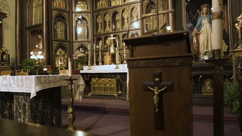 Crucifix Altar Dolly  Stock Footage 92368700