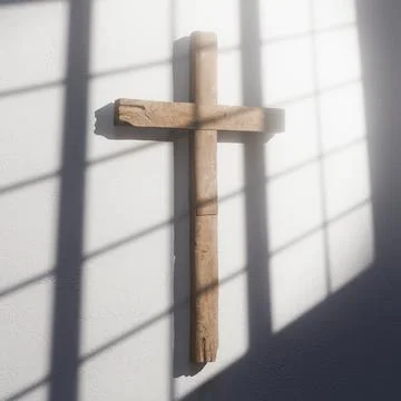 Crucifix On A White Wall And Window Shadow Stock Illustration