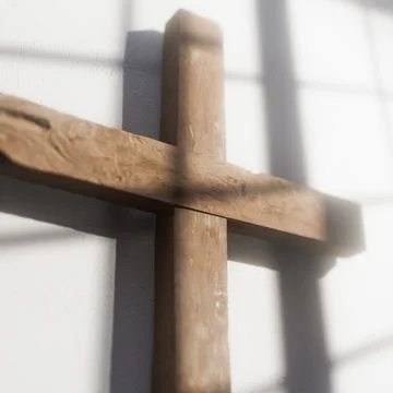 Crucifix On A White Wall And Window Shadow Stock Illustration