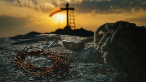 Crucifixion of Jesus - Crown Of Thorns Stock Footage