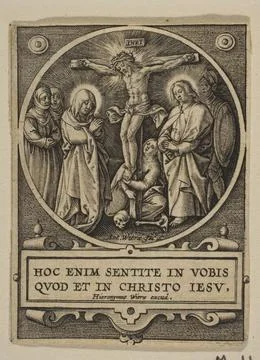 The Crucifixion (Round) (reverse copy) n.d. Hieronymus (Jerome) Wierix Neth.. Stock Illustration