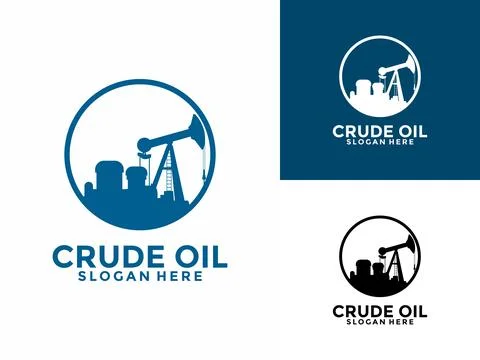 Crude Oil Mining Pump Machine Logo design, Minimal Oil And Gas Drilling Ind.. Stock Illustration