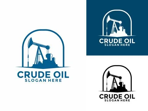 Crude Oil Mining Pump Machine Logo design, Minimal Oil And Gas Drilling Ind.. Stock Illustration