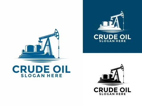 Crude Oil Mining Pump Machine Logo design, Minimal Oil And Gas Drilling Ind.. Stock Illustration