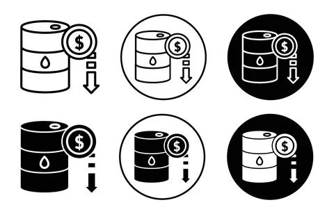 Crude oil price decrease Icon Illustrazione stock