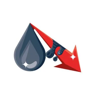 Crude oil price decrease, oil prices dropping Stock Illustration