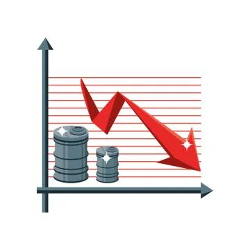 Crude oil price decrease, oil prices dropping Illustrazione stock