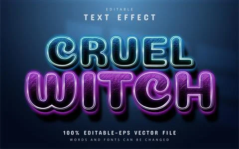 Cruel witch editable text effect Stock Illustration