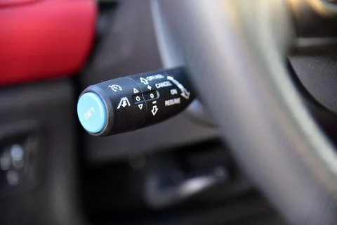 Cruise control stick. The shift lever to set the automatic cruise control speed. Stock-Fotos
