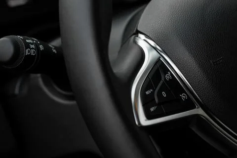 Cruise control switch closeup. Adaptive cruise control leaver. Cruise control Stock Photos