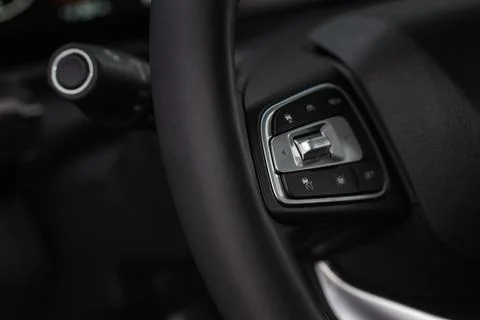 Cruise control switch closeup. Adaptive cruise control leaver. Cruise control Foto stock