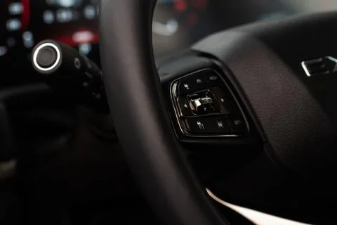 Cruise control switch closeup. Adaptive cruise control leaver. Cruise control Stock Photos
