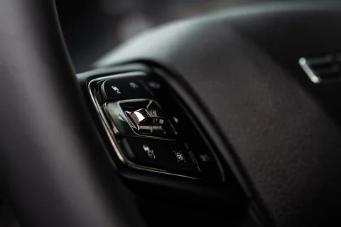 Cruise control switch closeup. Adaptive cruise control leaver. Cruise control Stock Photos