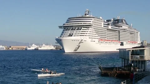 Cruise exit from port Stock Footage 79800827