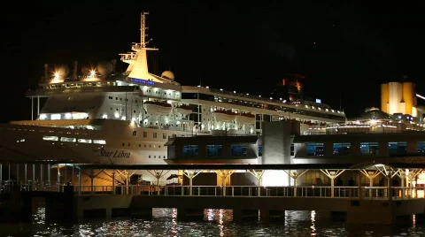 Cruise Liner at Anchor Stock-Footage 594591