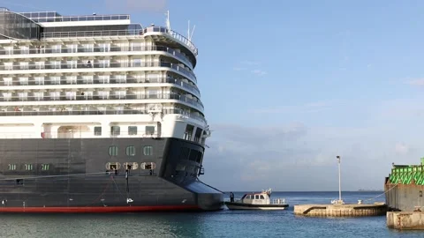 Cruise liner is docking in a harbour. Stock Footage 168567708