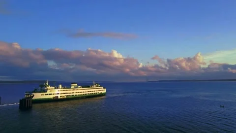Cruise liner in the evening. Thick clouds in the sky, summer vacation Stock Footage 239838239