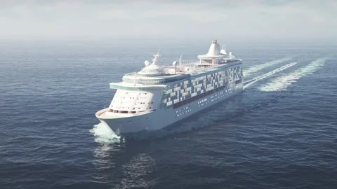 Cruise liner floating in ocean Video stock 154691404