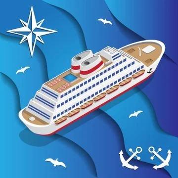 Cruise liner on the waves. Stock Illustration