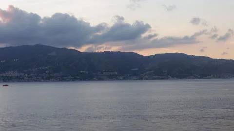 Cruise navigation at sunset. Visual from the ship or the boat. Tourism concept Stock Footage 138236333