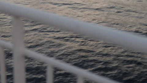 Cruise navigation at sunset. Visual from the ship or the boat. Tourism concept Stock Footage 138403183