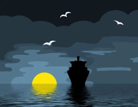 Cruise on the ocean Stock Illustration