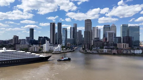 Cruise Ship and Skyline Stock Footage 341319321