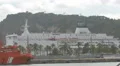Cruise ship and the World Trade Center Barcelona in the port of Barcelona 4k or 4k+ Resolution