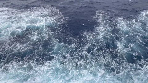 Cruise Ship Bow Cutting Through Atlantic Ocean Waves Near Bermuda Stock Footage 336490786