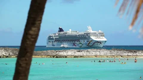 Cruise Ship In Caribbean Stock Footage
