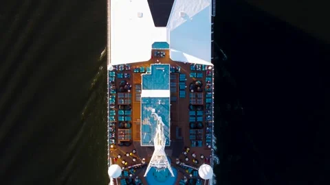 Cruise Ship Deck Aerial Stock Footage 318985628
