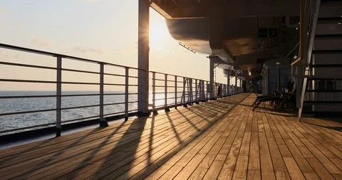 Cruise ship deck Pacific ocean sunrise over water 4K 1643 Stock Footage 108705177