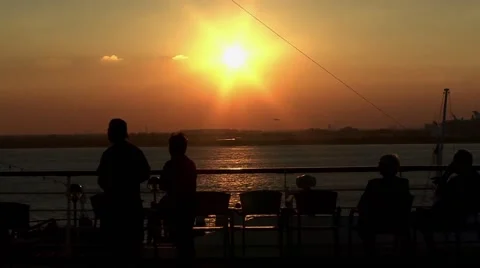 Cruise Ship Decks At Sunset Video stock 47784361