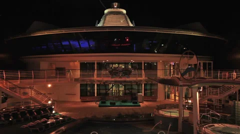 Cruise ship disco dance outdoor pools night HD 1795 Stock Footage