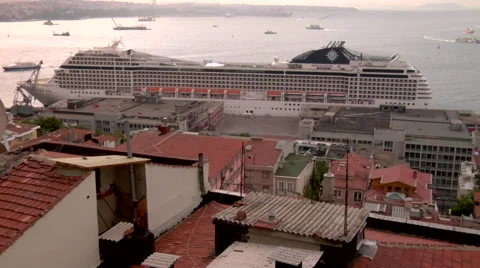 Cruise Ship Docked Stock Footage 48237290
