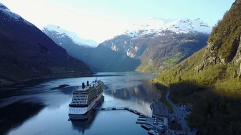 A Cruise Ship docked  Stock Footage 76191412