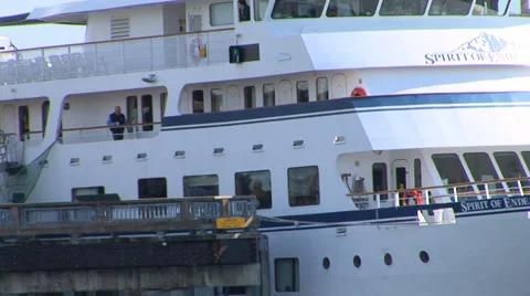 Cruise Ship Docked at Pier Stock Footage 33604880