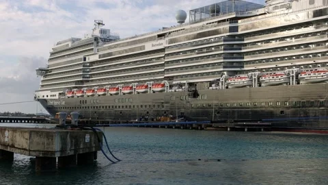 Cruise ship is docking in a harbour. Video stock 168480321