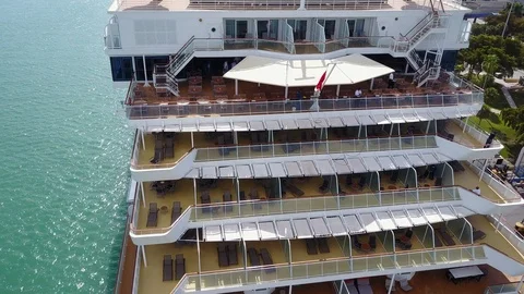 Cruise Ship Empty Balconies Cleaned aerial Stock Footage 126295570