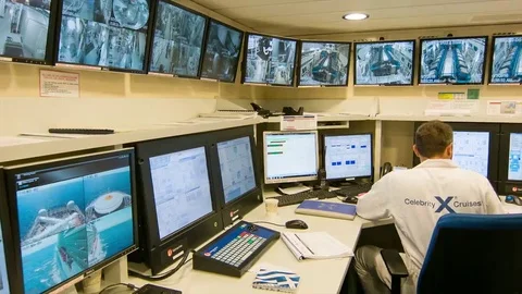Cruise Ship Engine Control Room Interior Video stock 69221724