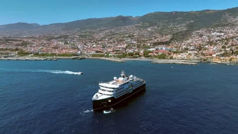 Cruise Ship Entering the Port of Funchal... | Stock Video | Pond5