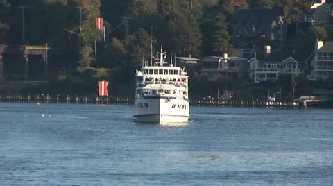 Cruise Ship Exits Ballard Locks Stock Footage 33604928