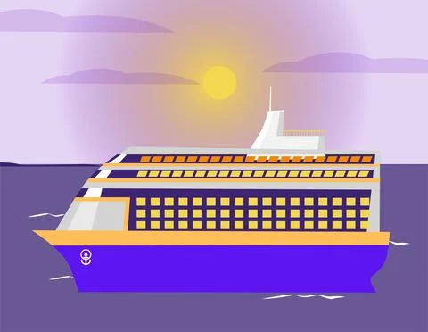 Cruise ship flat design Stock Illustration