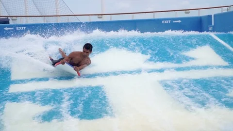 Cruise ship flowrider surf simulator pool Royal Caribbean Stock Footage 116205400