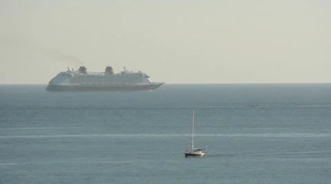 Cruise ship on the horizon Stock Footage 44284774