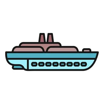 Cruise ship icon representing ocean travel and vessel transportation Ilustração Stock